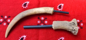 A shed antler makes good handles for these ferro rods.