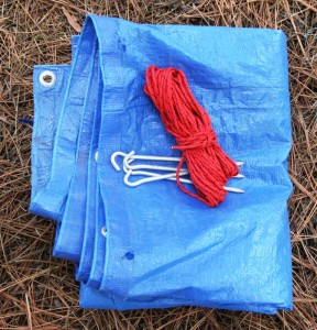 Aluminum tent stakes weigh virtually nothing. Combined with a tarp, and about 25 feet of paracord, the items can be made into an effective emergency shelter.