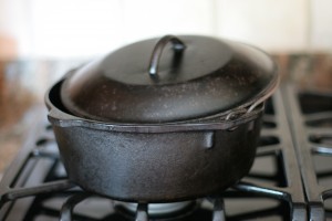 After: Dan's seasoned cast iron Dutch oven is ready to be cooked in.