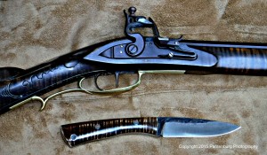 Lon Humphrey Sterling knife with flintlock rifle