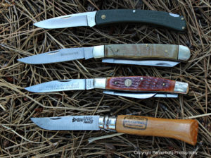 These folders (from top) Bucklite, Winchester Trapper, Puma Bird Hunter and Opinel have all worked well as small game knives.