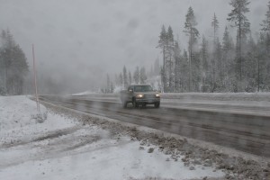 A survival situation can start with a vehicle sliding off the road in bad weather. (Pantenburg photo)