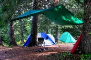 This well-pitched tarp over the campfire area allowed us to cook safely and comfortably even while it rained.