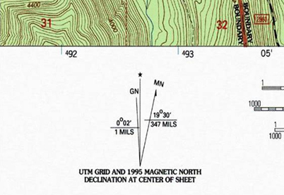 Declination data can be found in the diagram at the bottom of the USGS topo