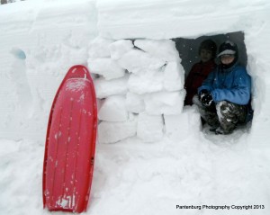 The toboggan was instrumental in quickly making this snow cave. It allowed for easy removal of snow blocks.