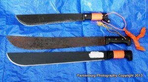 The bright flagging attached to the handle lanyard can help you keep track of the machete in deep snow or jungle.