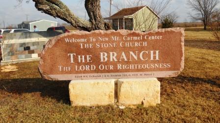 The entrance to Mount Carmel, Branch Davidians, Waco, TX from the road.