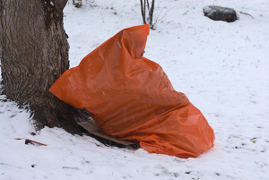 Include an insulated pad for sitting upon, because the plastic bag doesn't have any insulation. (Photo copyright 2013 Peter Kummerfeldt)