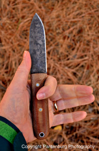 The micarta handle is well-designed to fit large hands.