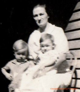 My grandmother Sophie Wirth, with my Aunt Irene and Uncle Eldon, probably in the middle 1930s. 